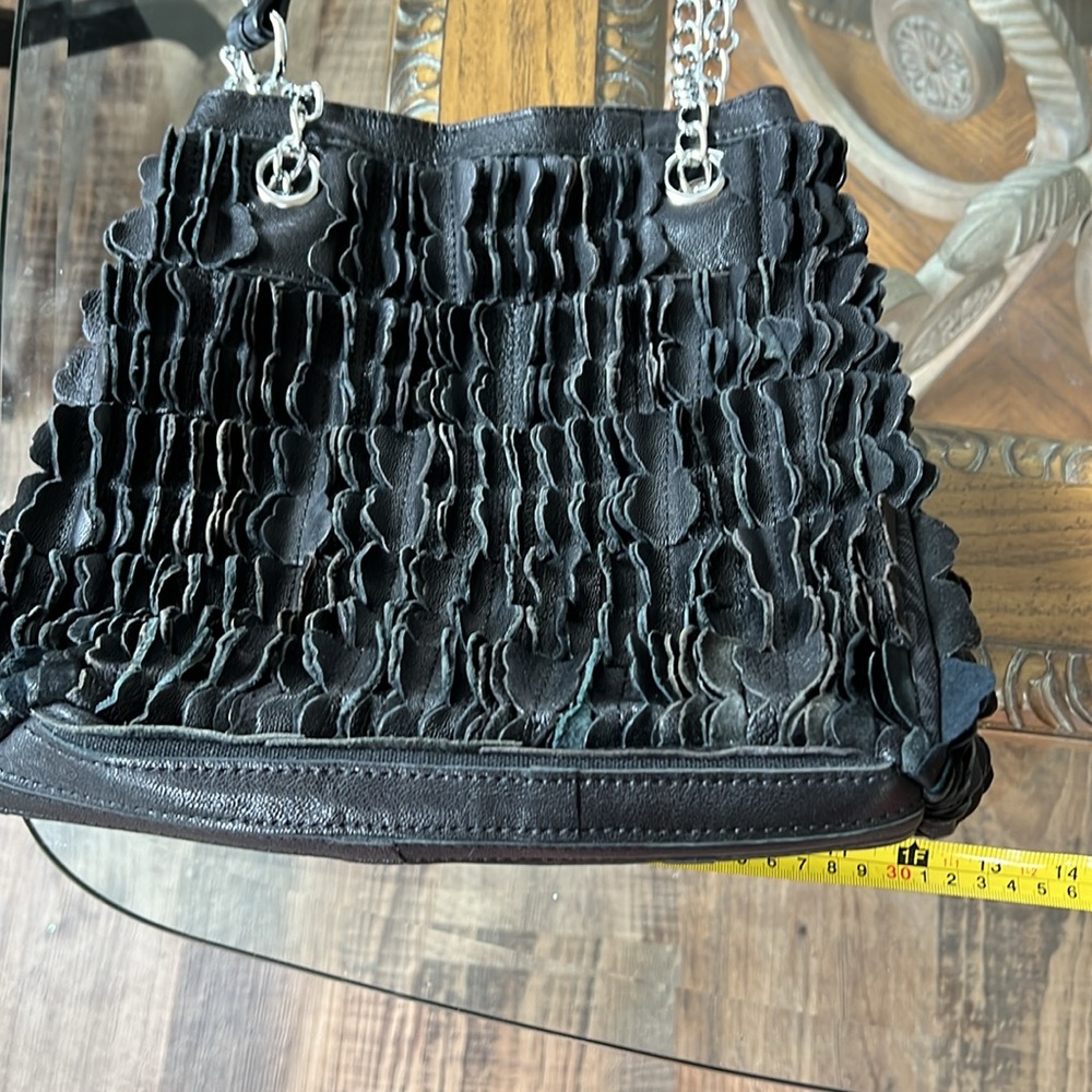 Ameri Leather Duffle Bag Black With Silver Chain … - image 5